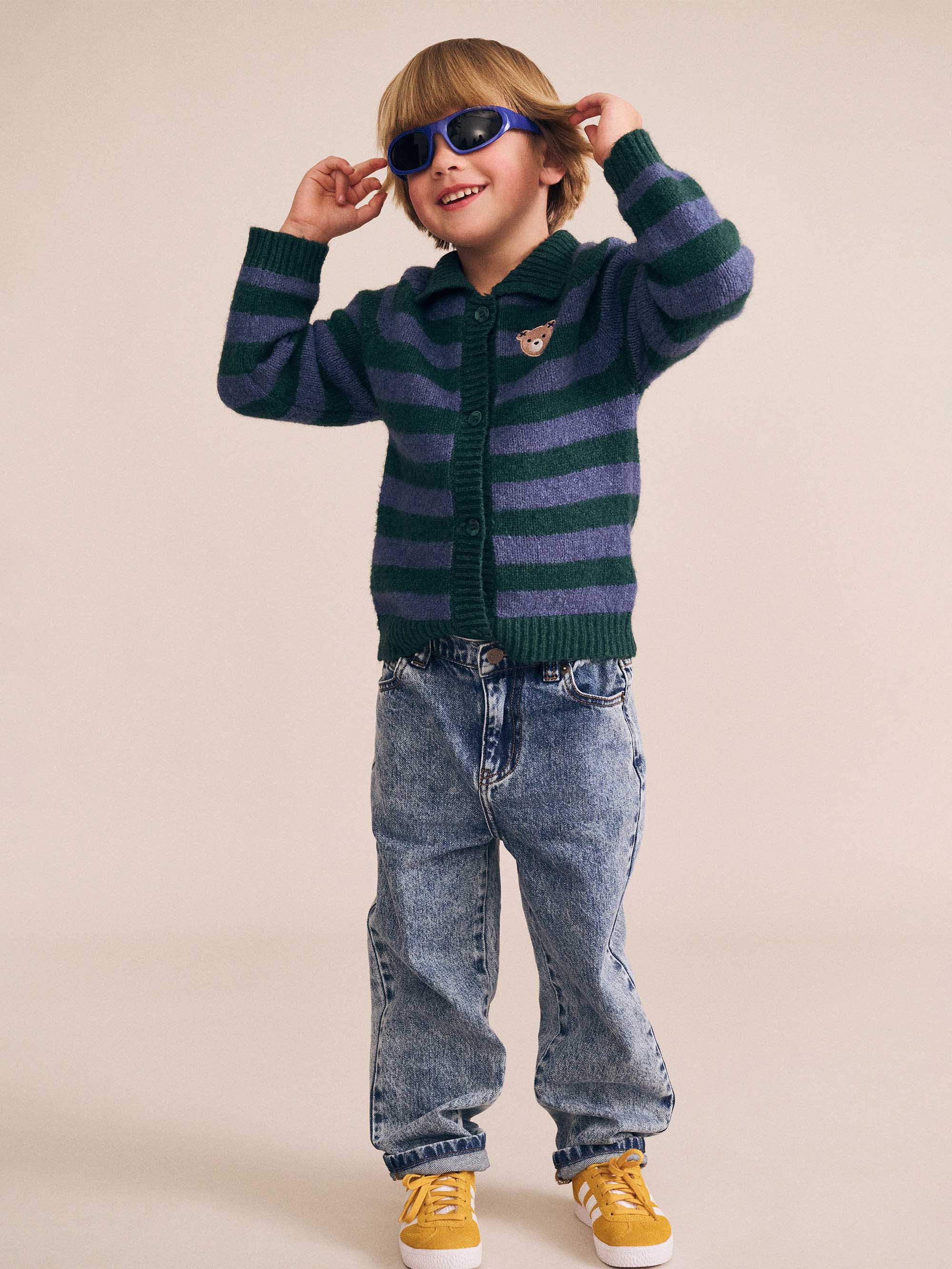 Classic Stripe Collar Knit Cardi - Image 2