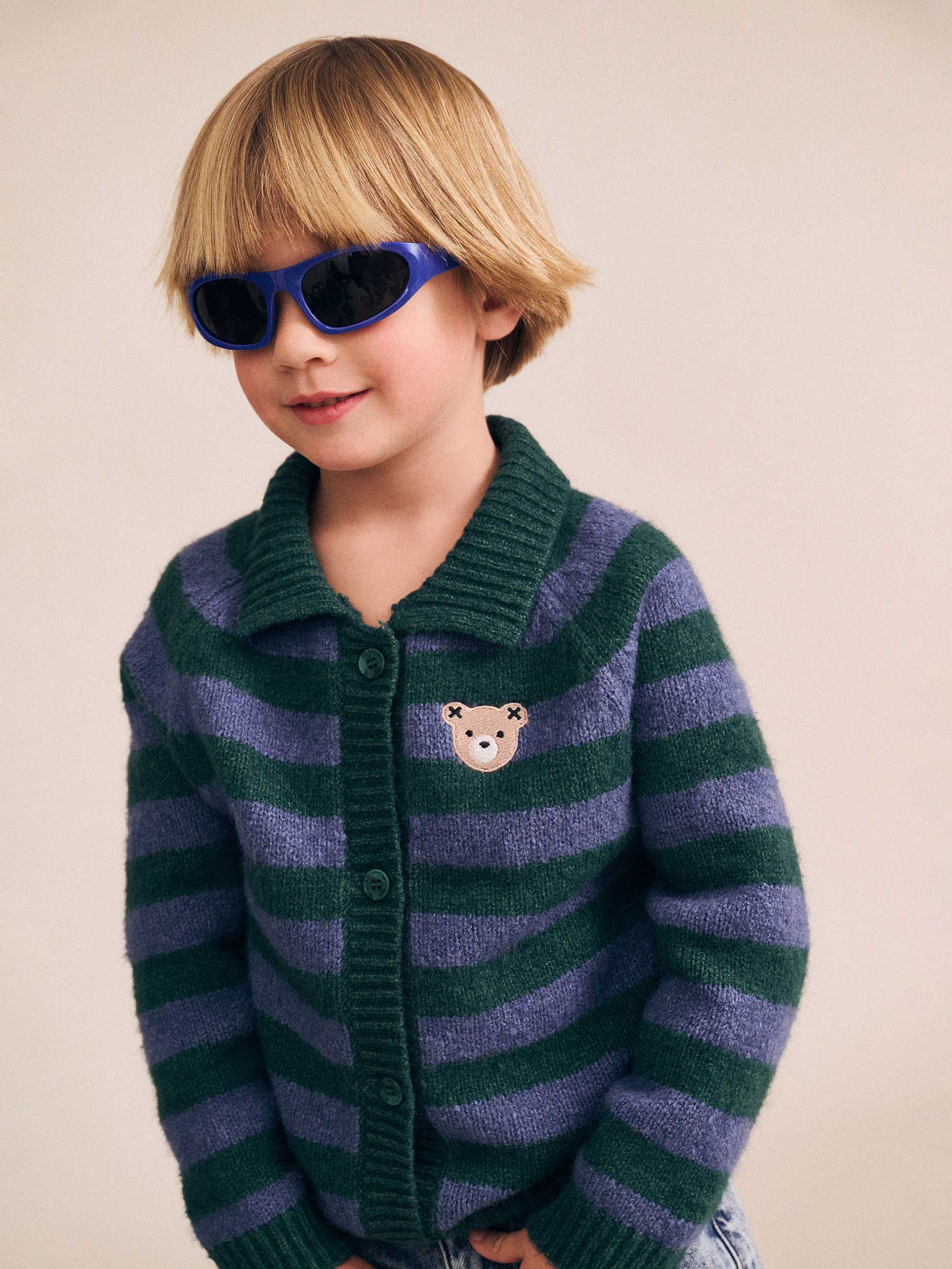 Classic Stripe Collar Knit Cardi - Image 5