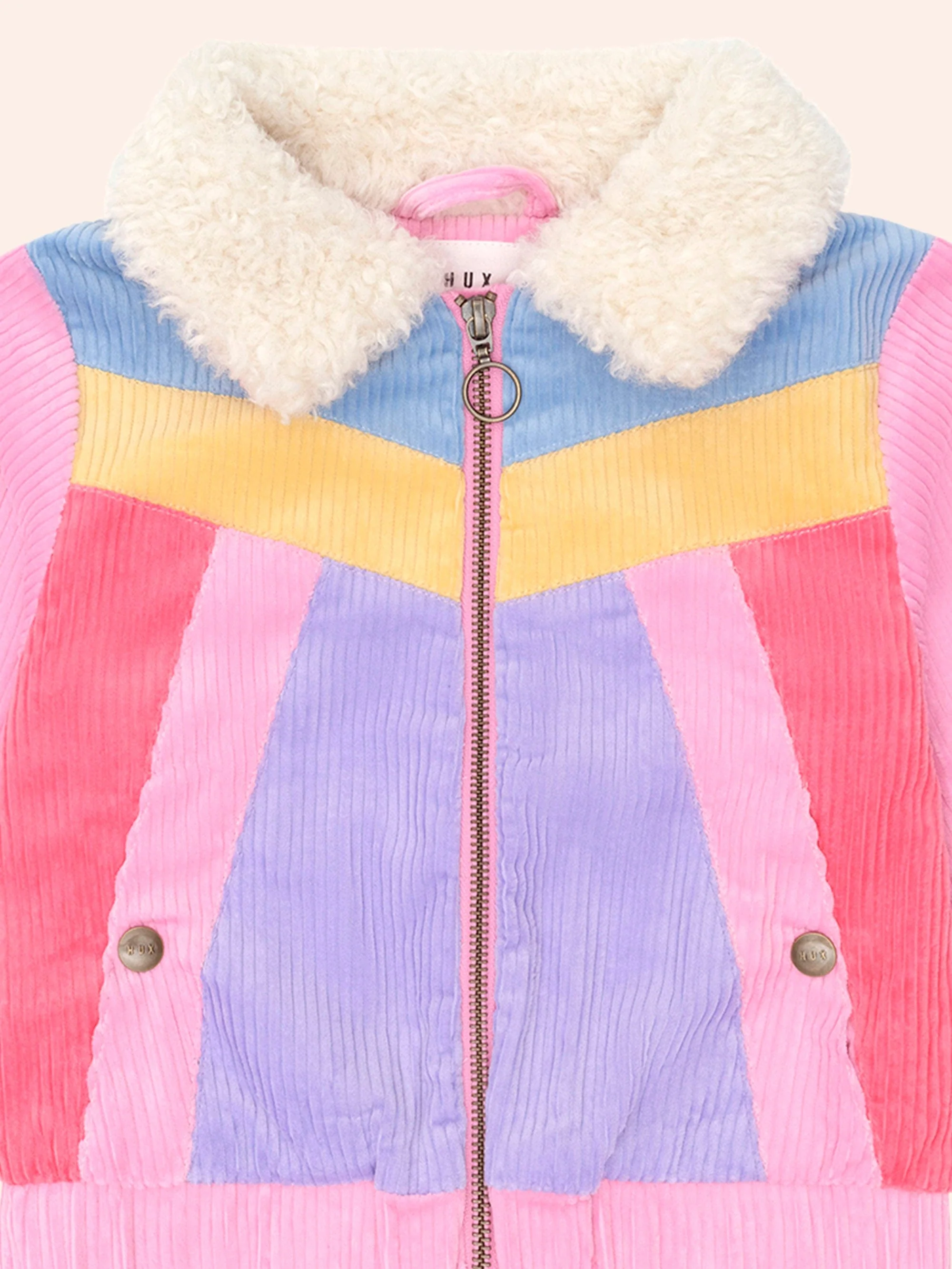 Colour Block Cord Jacket Pink - Image 4