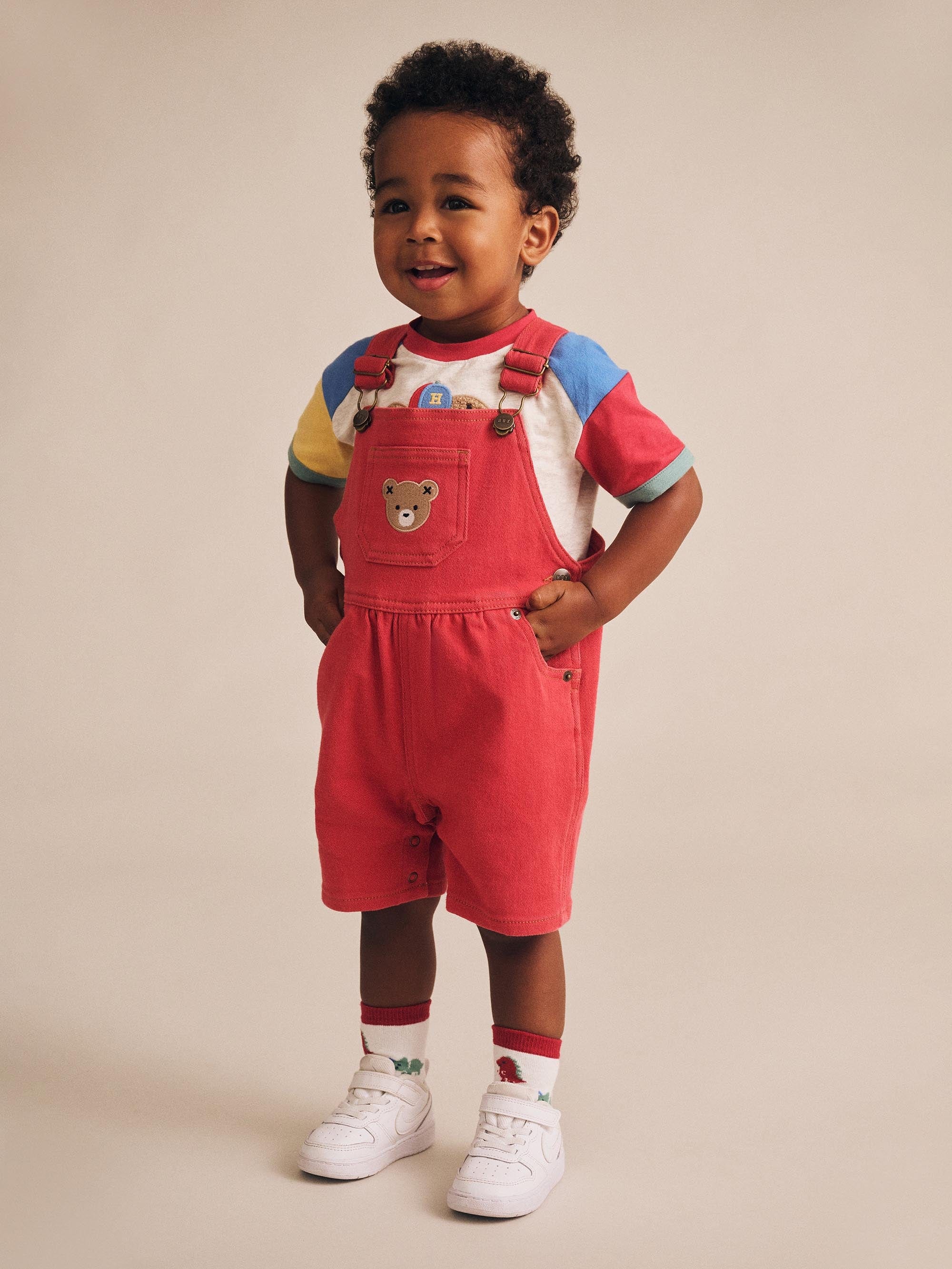 Denim Short Overalls Chilli Red - Image 2