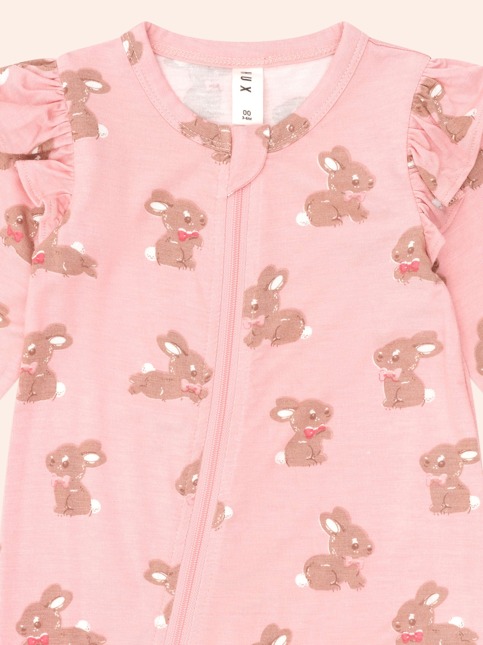 Dusty Pink Bunny Zip Romper - Image 3