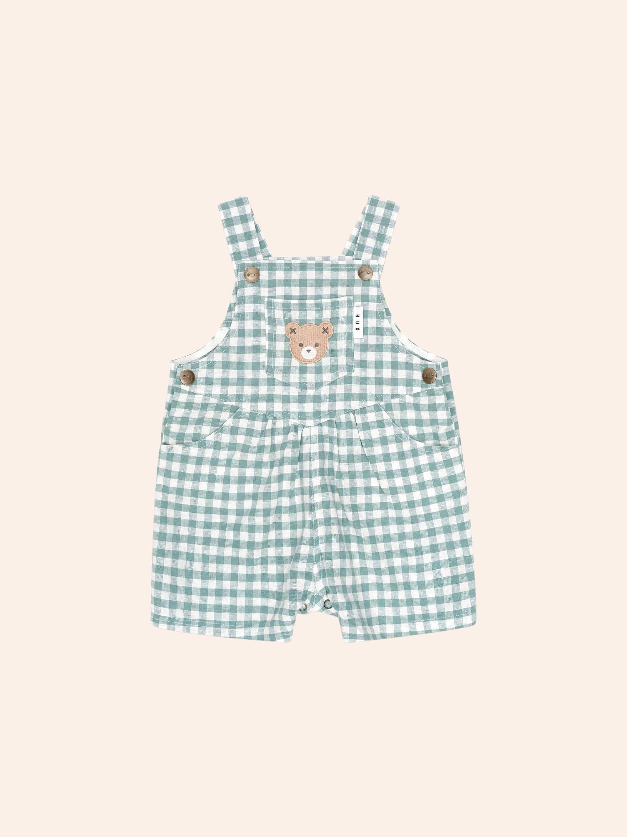 Eucalyptus Gingham Short Overalls