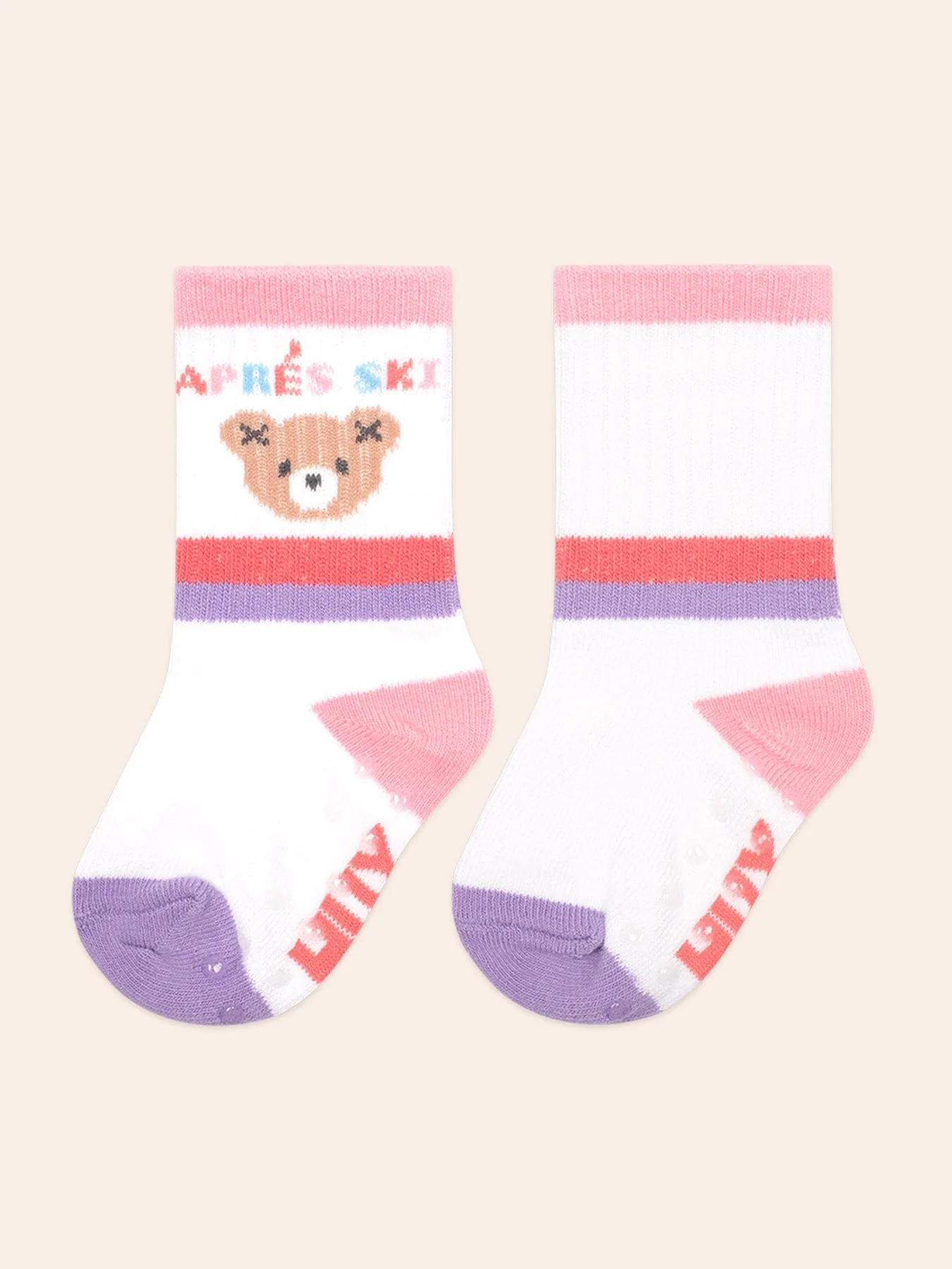 Hux Apres Ski Dusty Pink Multi 2Pk Socks - Image 3
