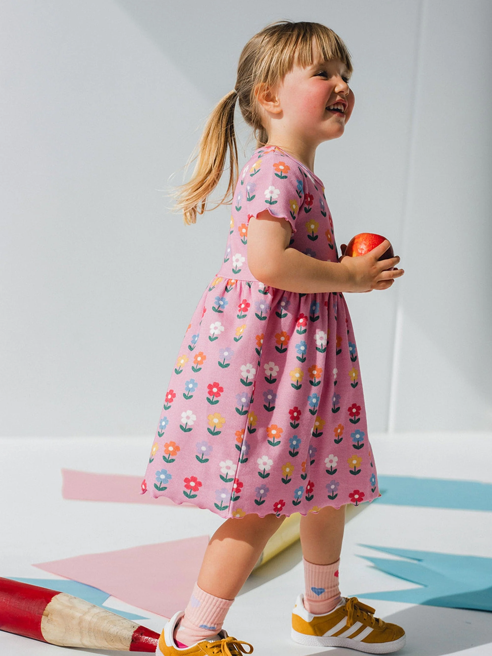 Multi Colour Daisy Rib Dress - Image 4