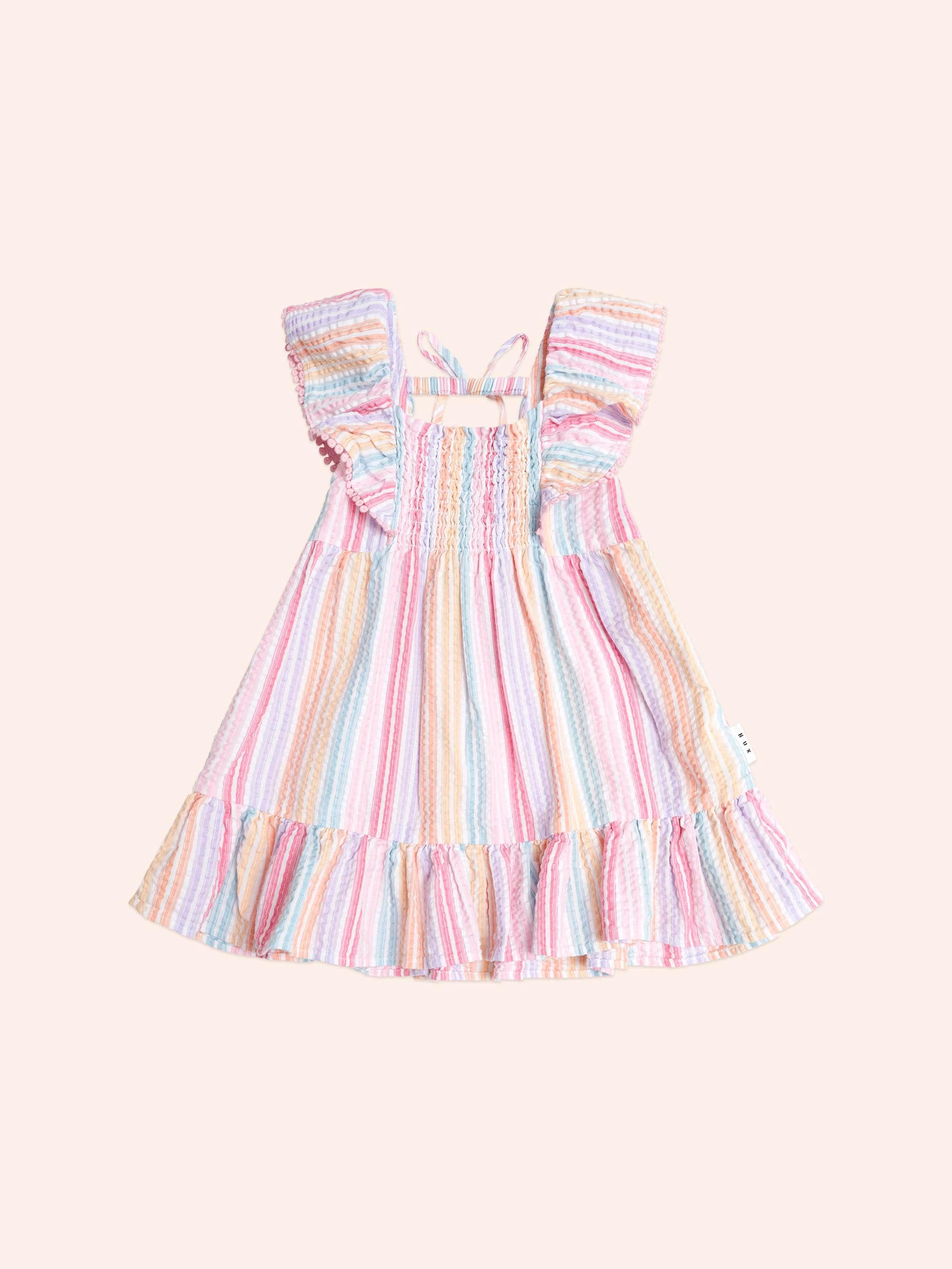 Rainbow Stripe Shirred Frill Dress - Image 2