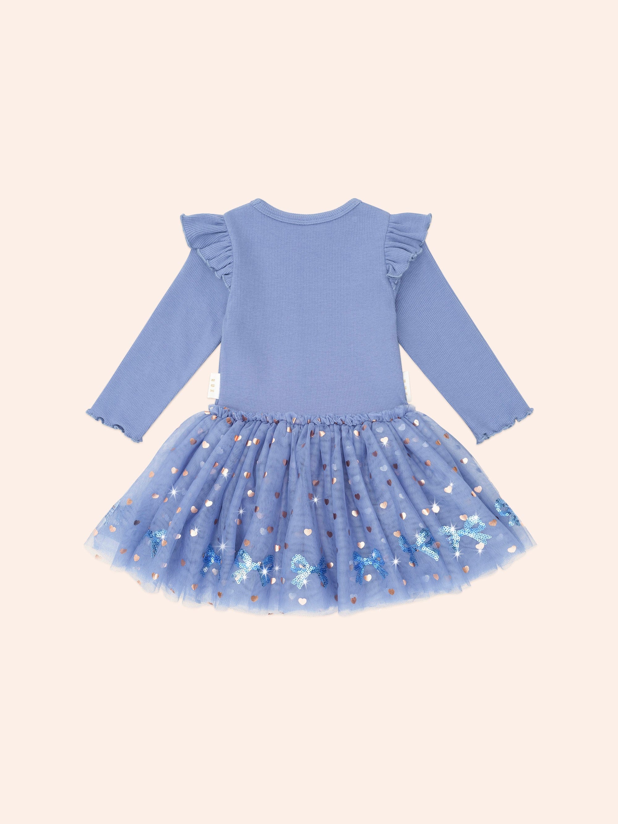 Sequin Bow Tulle Dress Blue - Image 4