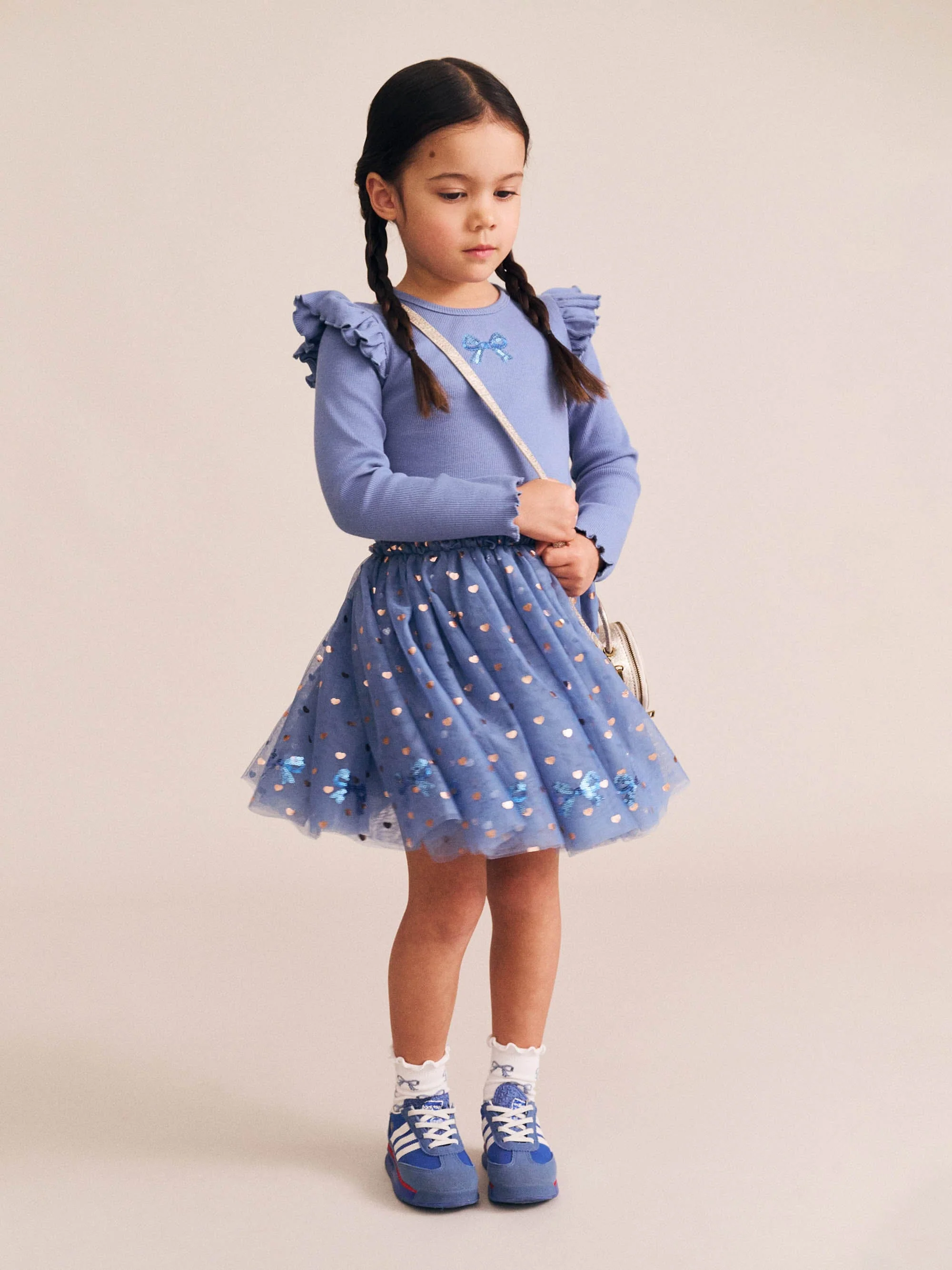 Sequin Bow Tulle Dress Blue - Image 5