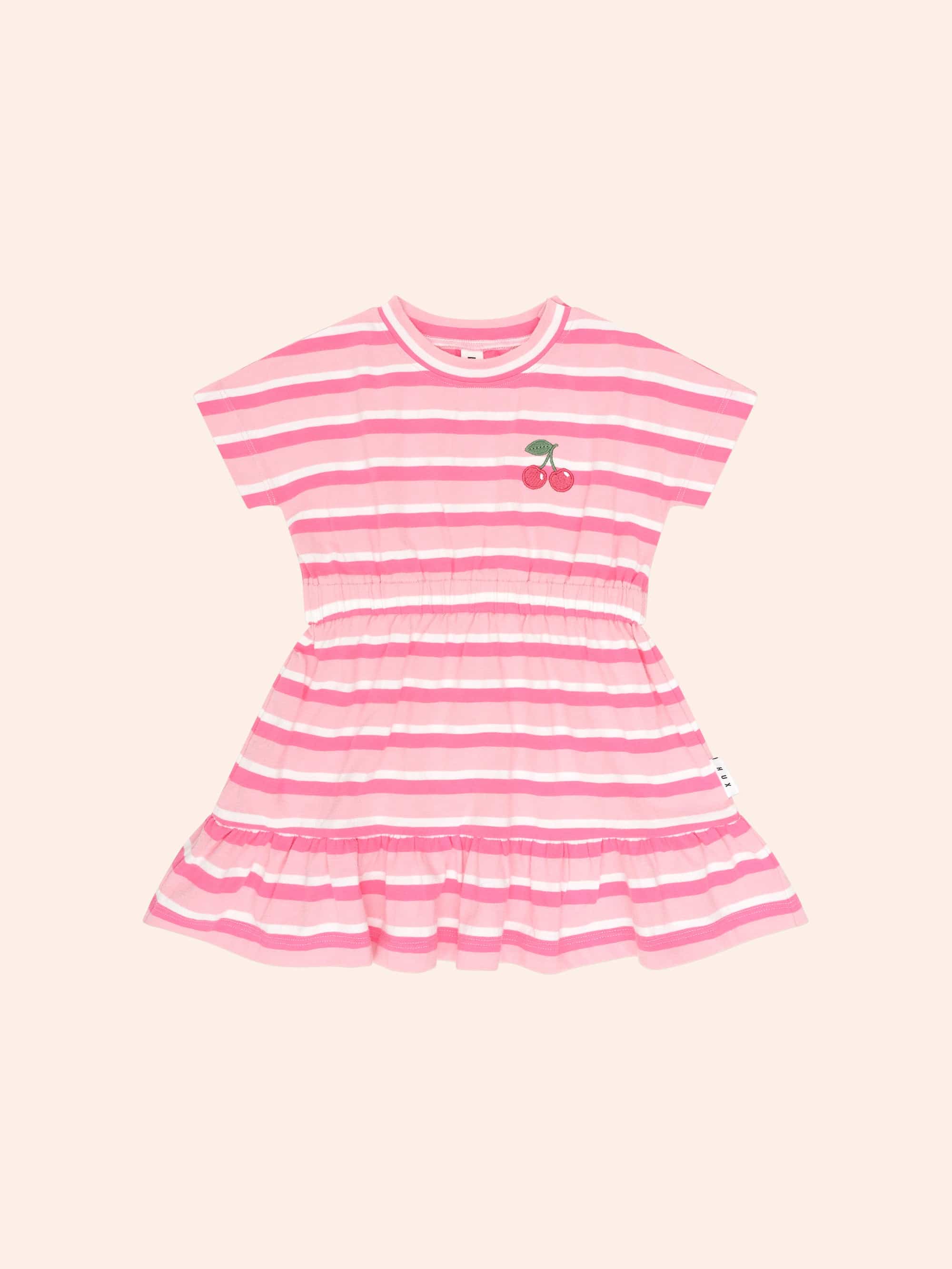 Stripe Dolman Cherry Emb Gathered Dress - Image 2