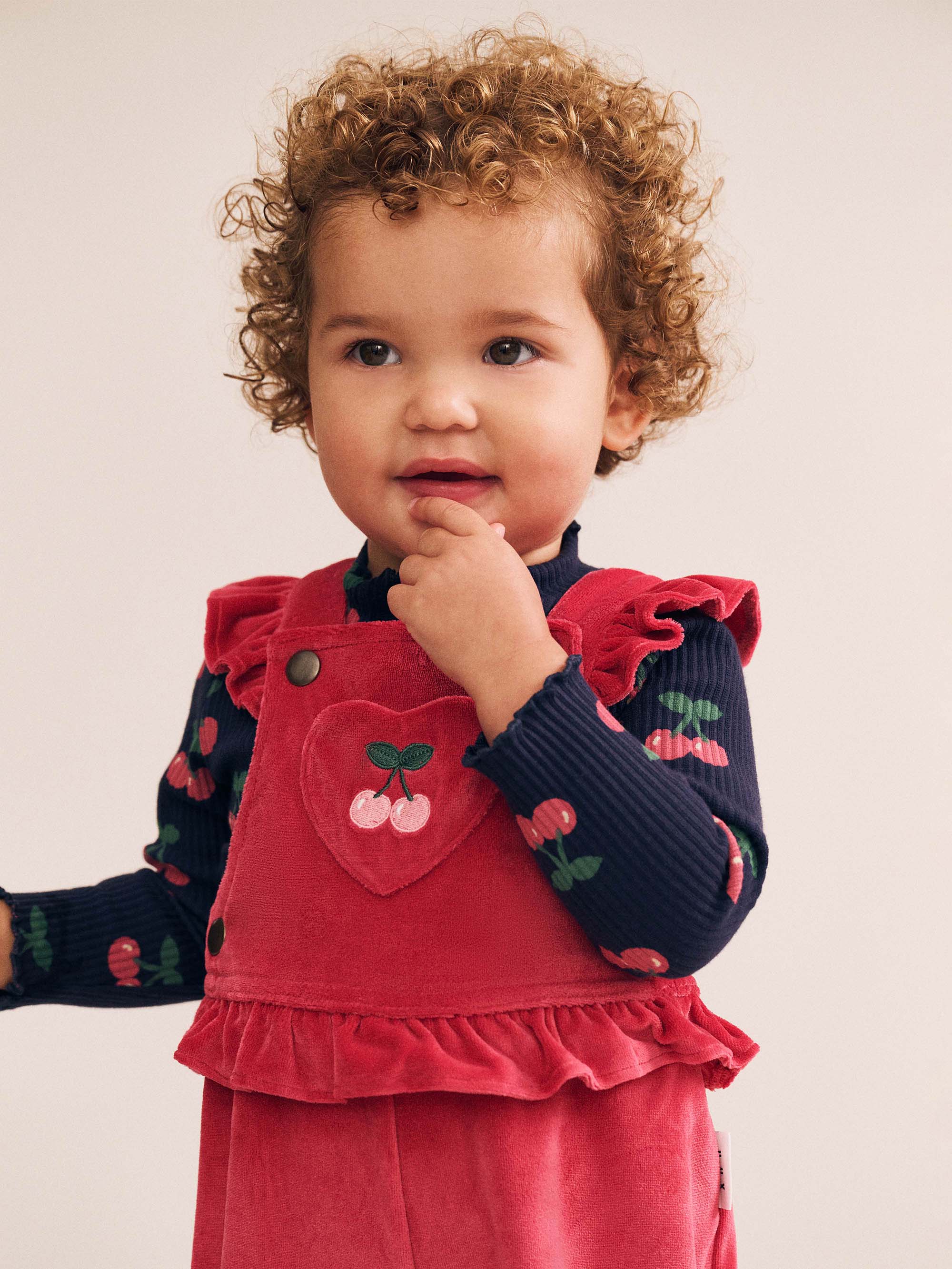 Very Cherry Velour Frill Overall - Image 5