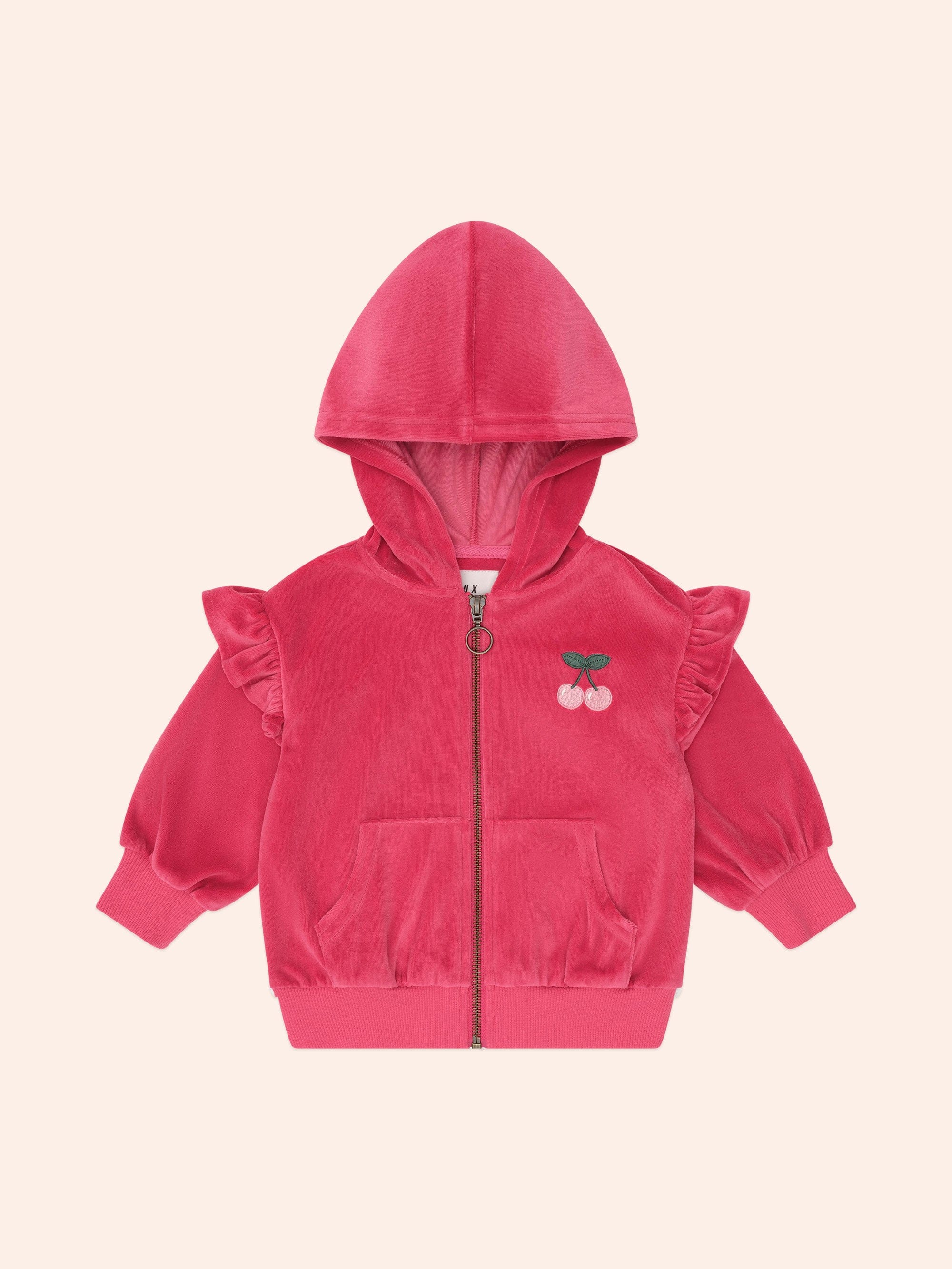 Very Cherry Velour Zip Up Hoodie - Image 2