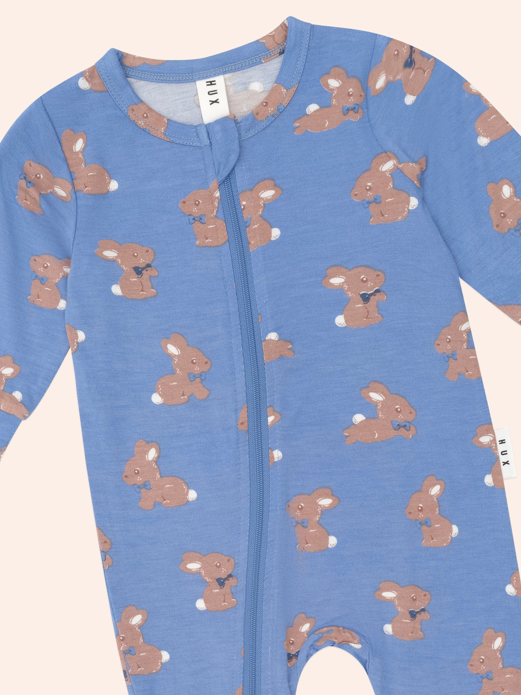 Vintage Blue Bunny Zip Romper - Image 3