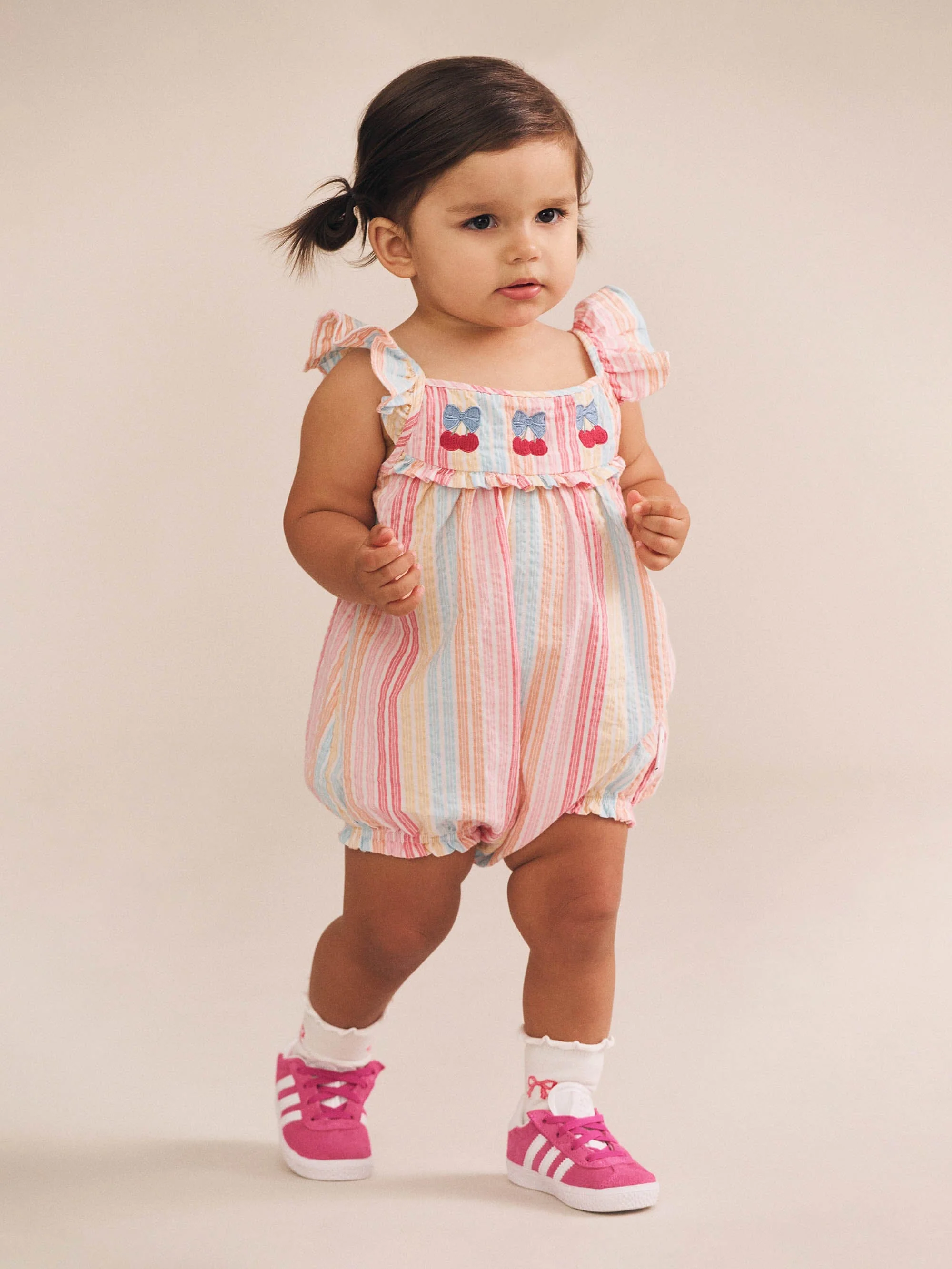 Vintage Rainbow Stripe Bubble Romper