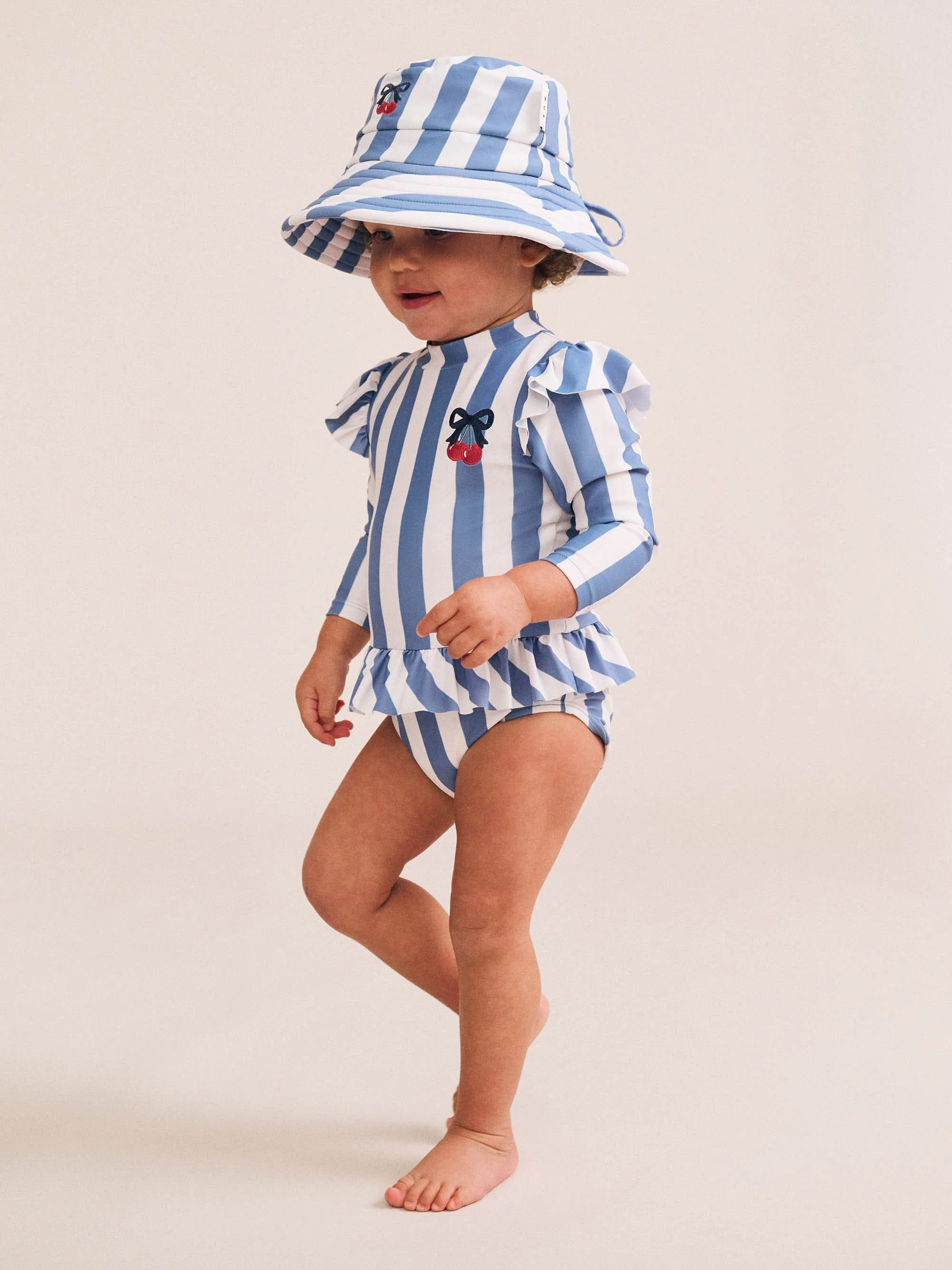 Vintage Stripe Cherry Peplum Swimsuit - Image 5