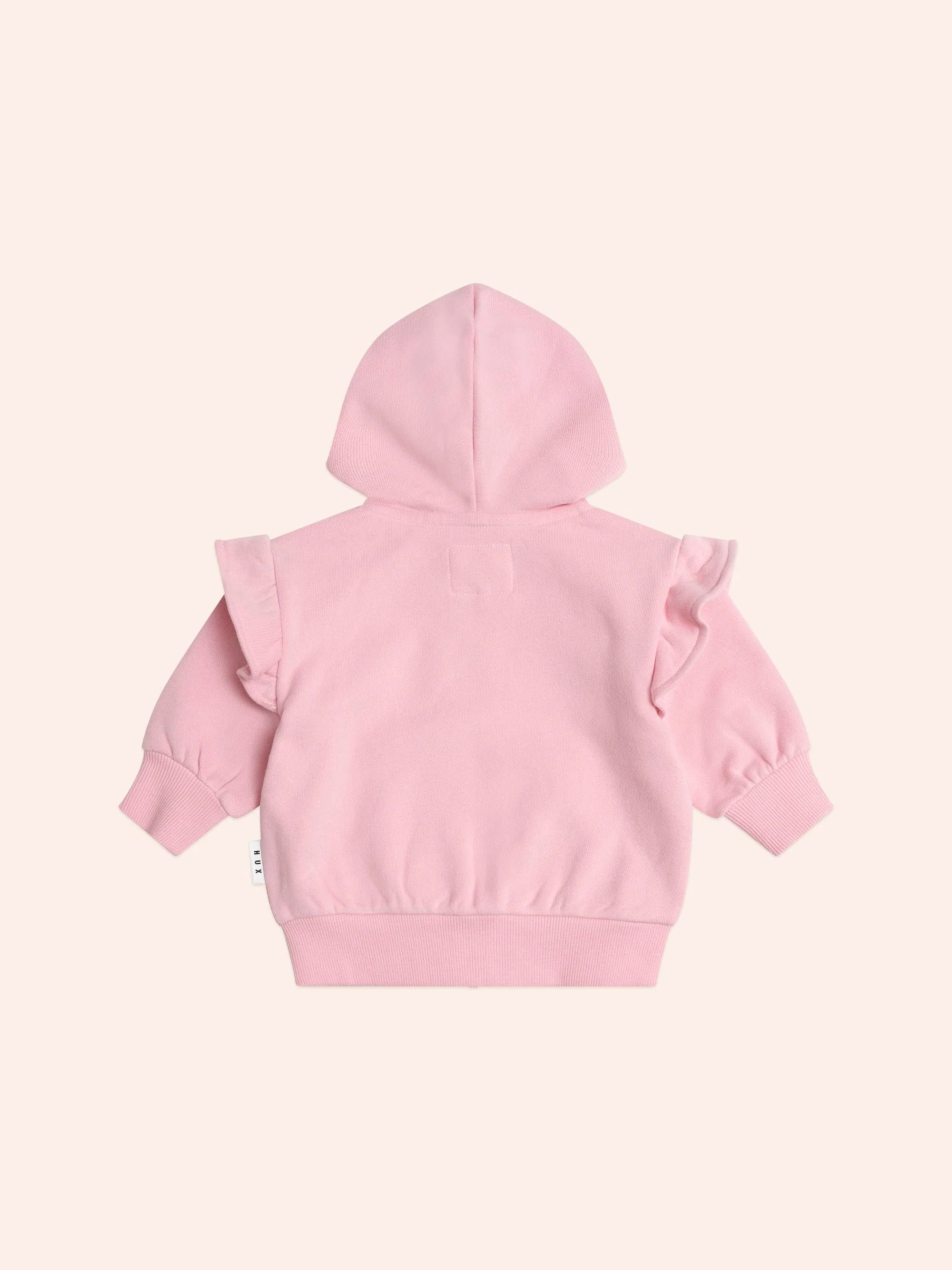 Zip Up Frill Hoodie Apricot - Image 3