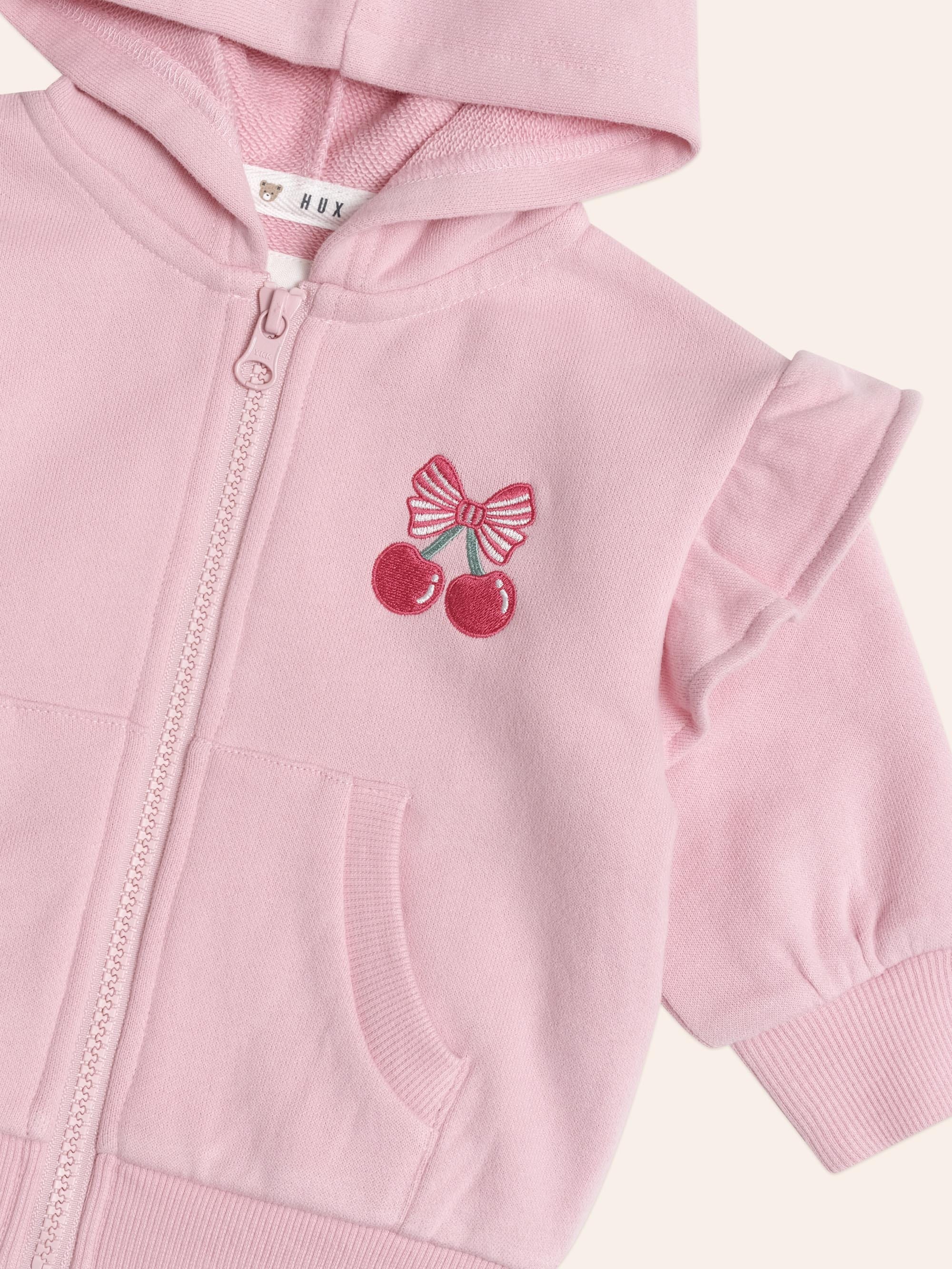 Zip Up Frill Hoodie Apricot - Image 4